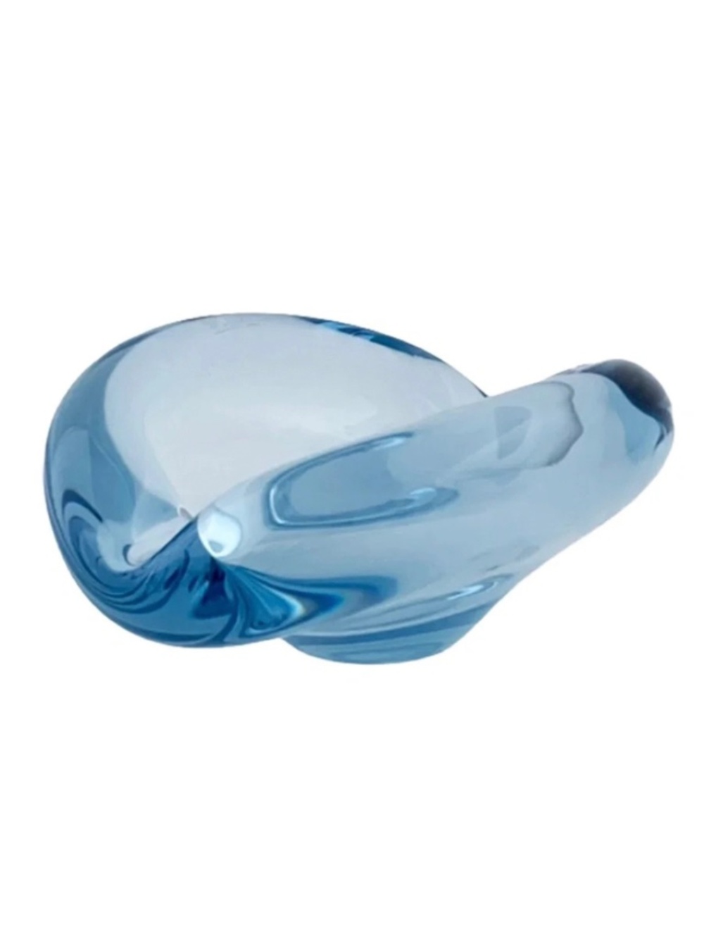 Per Lutken Holmegaard Denmark Blue Glass Bowl MCM ASHTRAY 7" x 5 " Signed MINT